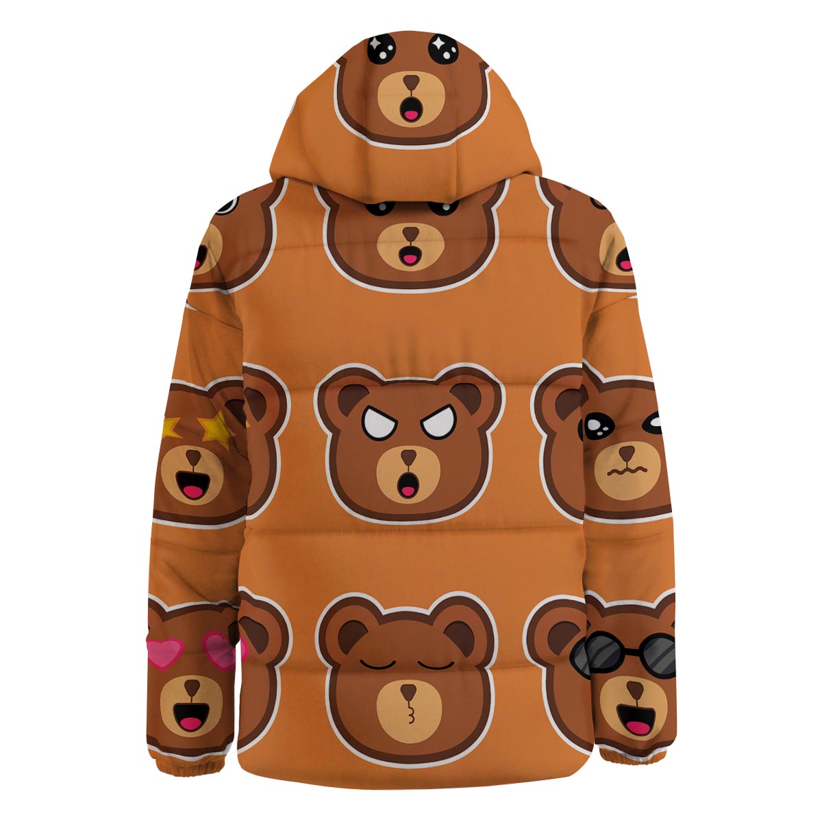 Emoji Teddy Bear Print Down Jacket-grizzshop