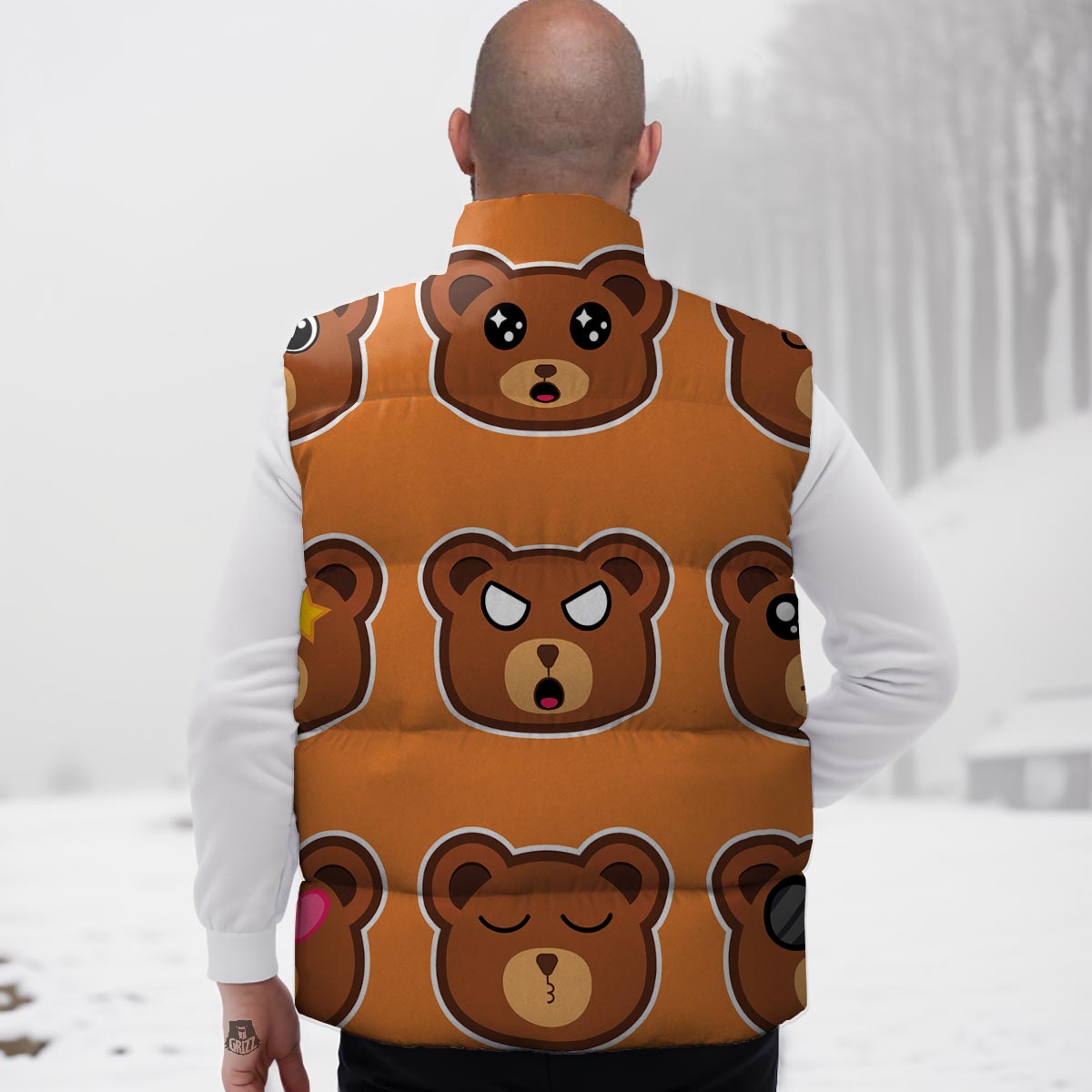 Emoji Teddy Bear Print Down Vest