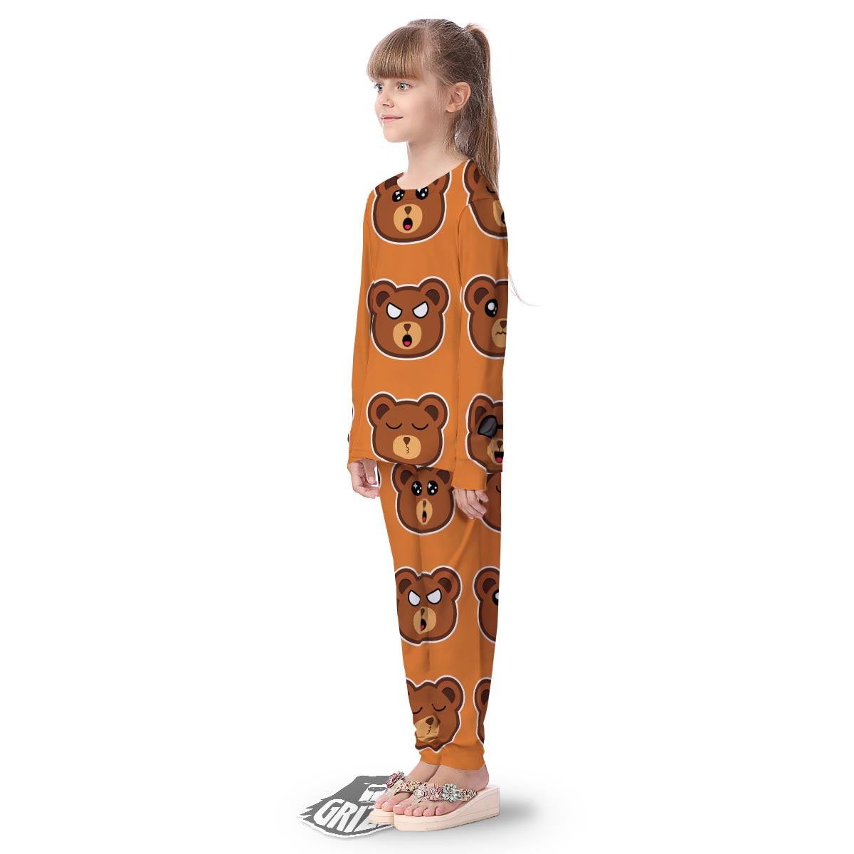 Emoji Teddy Bear Print Kid's Pajamas-grizzshop