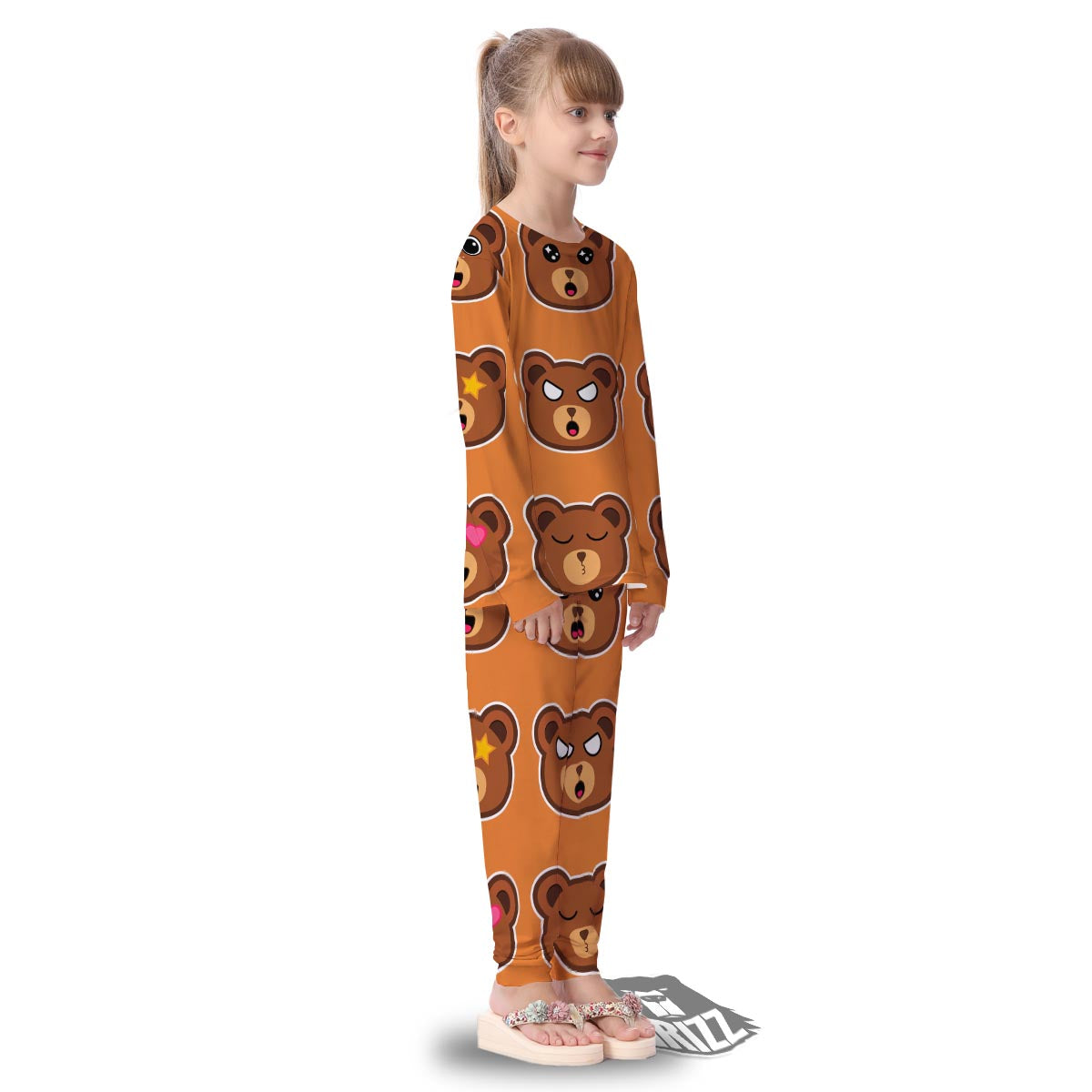 Emoji Teddy Bear Print Kid's Pajamas-grizzshop
