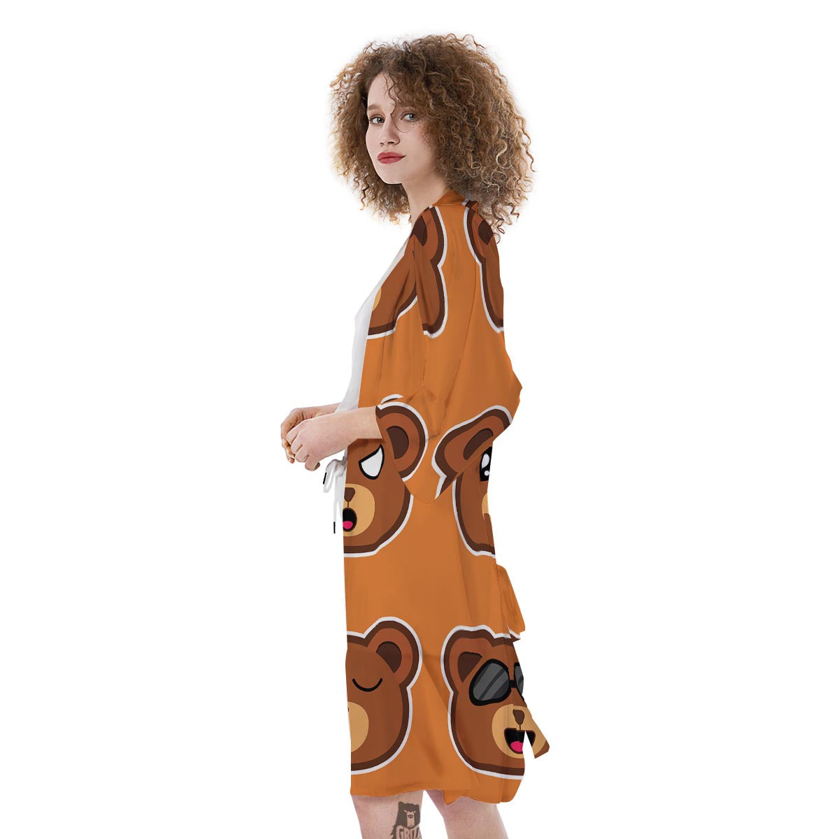 Emoji Teddy Bear Print Kimono-grizzshop