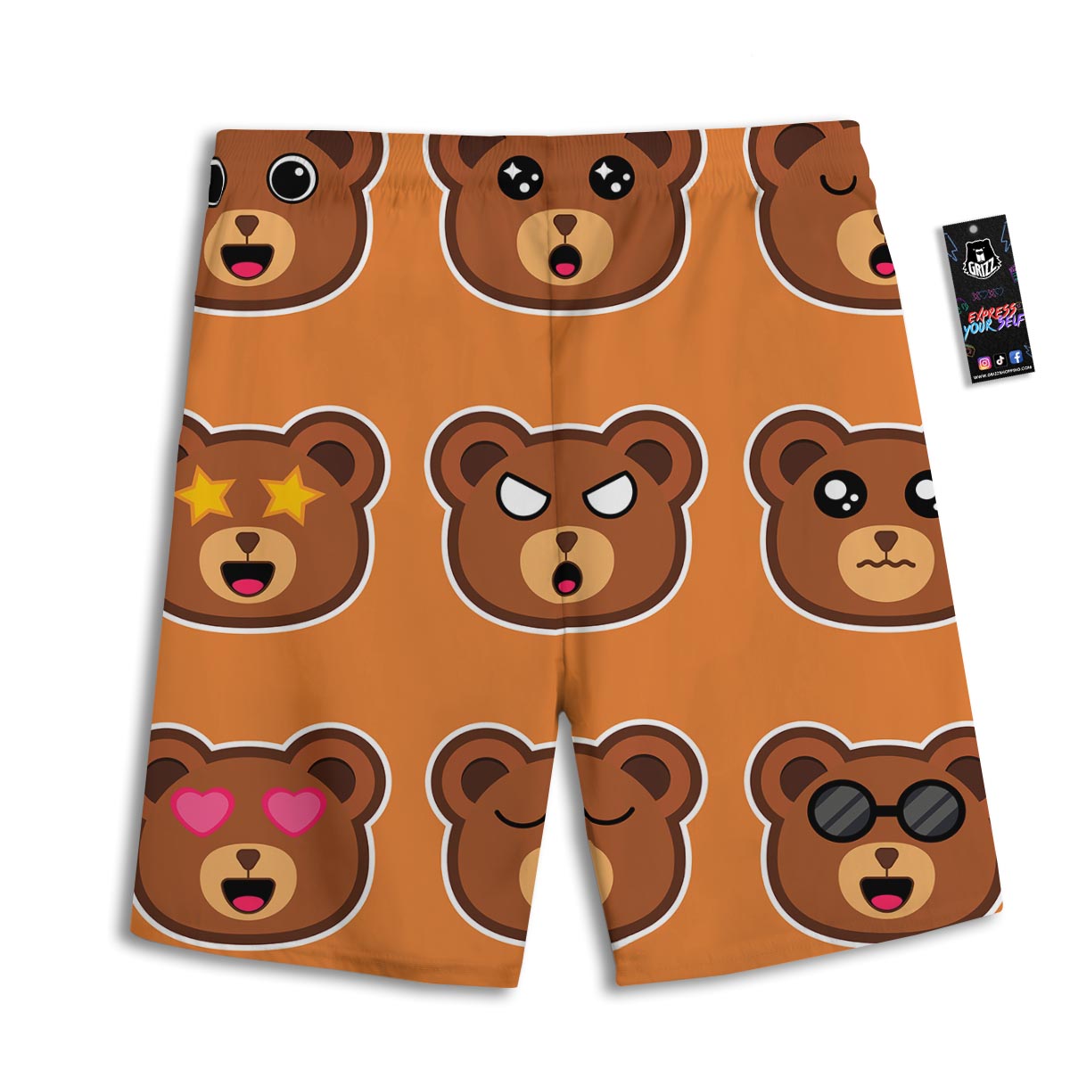 Emoji Teddy Bear Print Men's Athletic Shorts