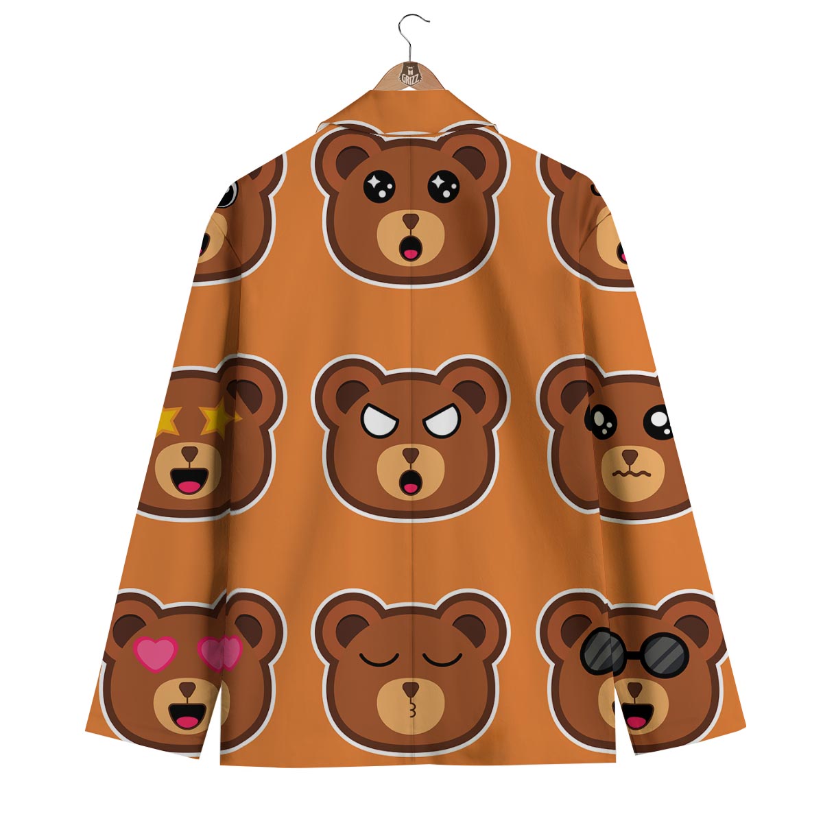 Emoji Teddy Bear Print Men's Blazer-grizzshop