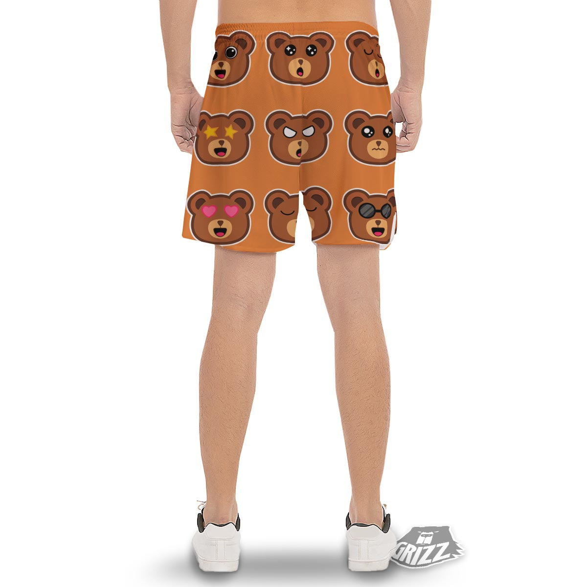 Emoji Teddy Bear Print Men's Gym Shorts-grizzshop