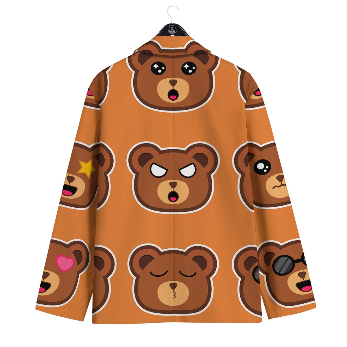 Emoji Teddy Bear Print Men's Sport Coat-grizzshop