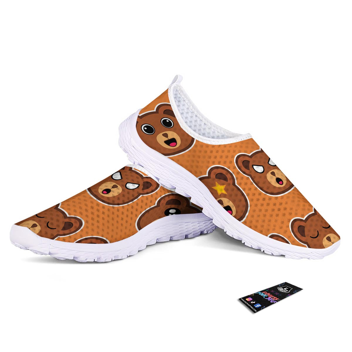 Emoji Teddy Bear Print Nurse Shoes-grizzshop