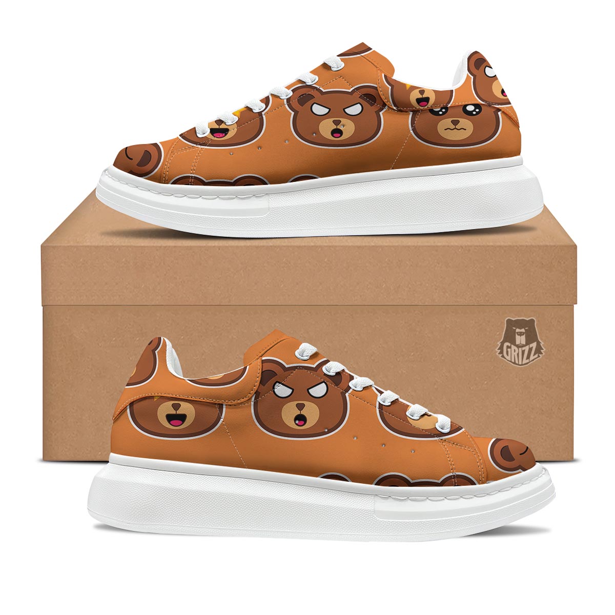 Emoji Teddy Bear Print Platform Shoes-grizzshop