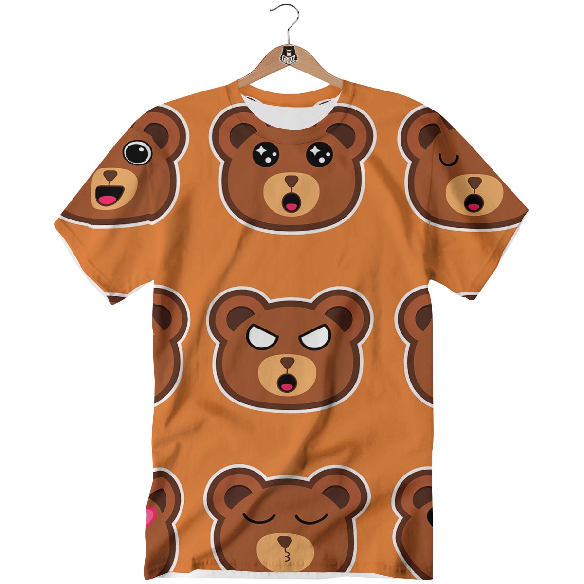 Emoji Teddy Bear Print T-Shirt-grizzshop