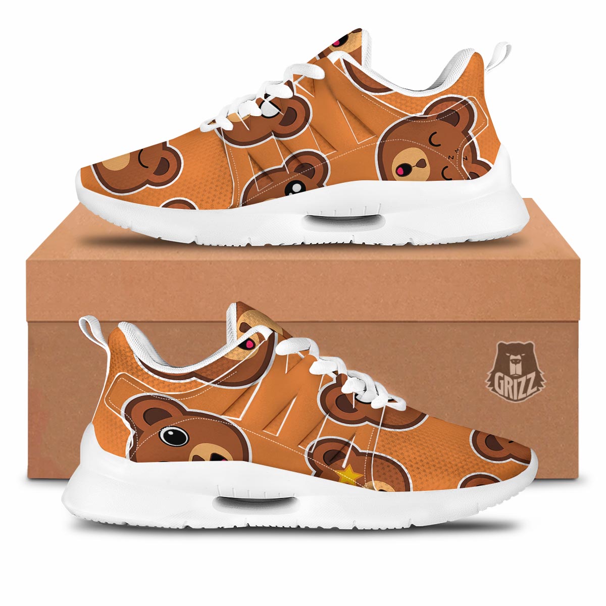 Emoji Teddy Bear Print Tennis Shoes-grizzshop
