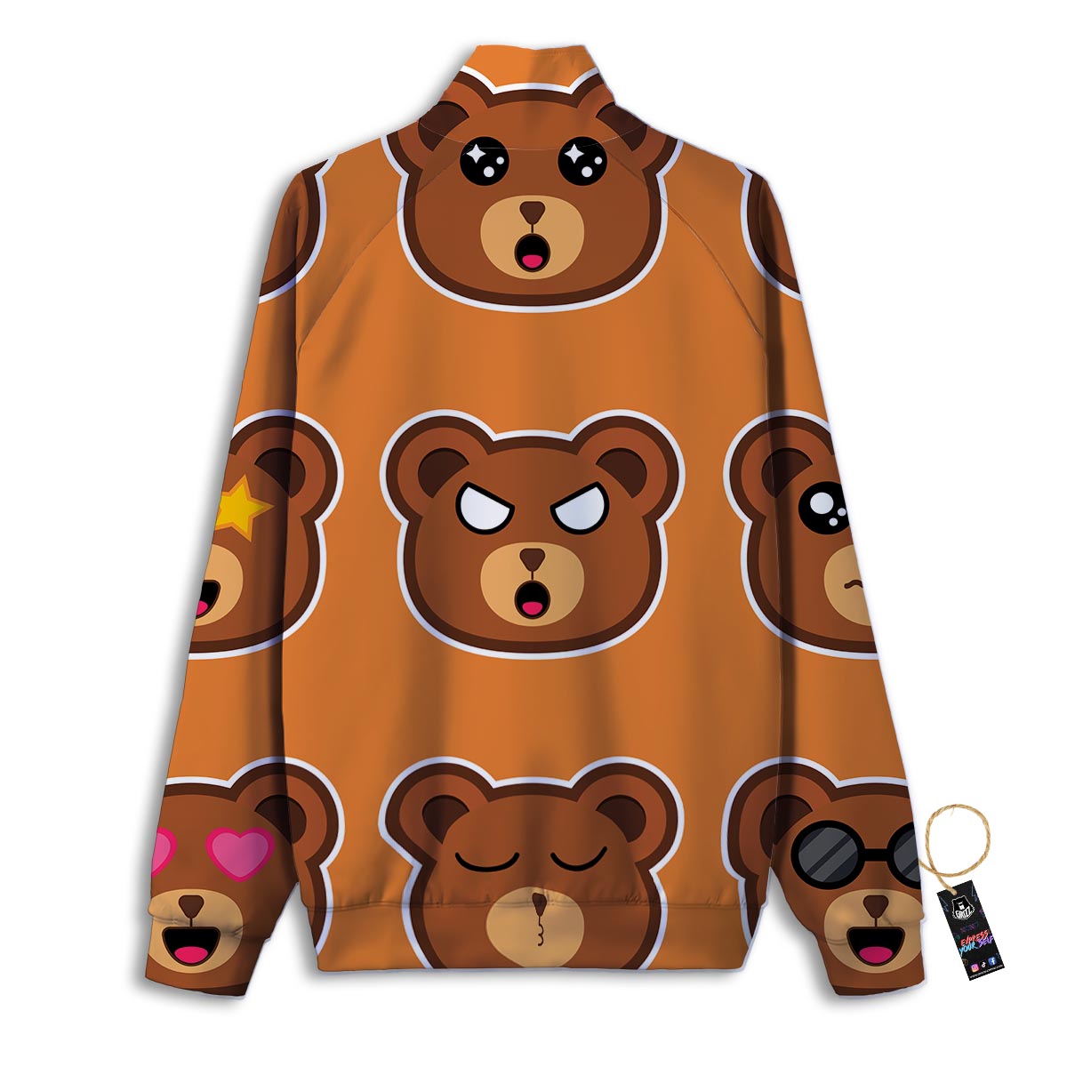 Emoji Teddy Bear Print Track Jacket-grizzshop