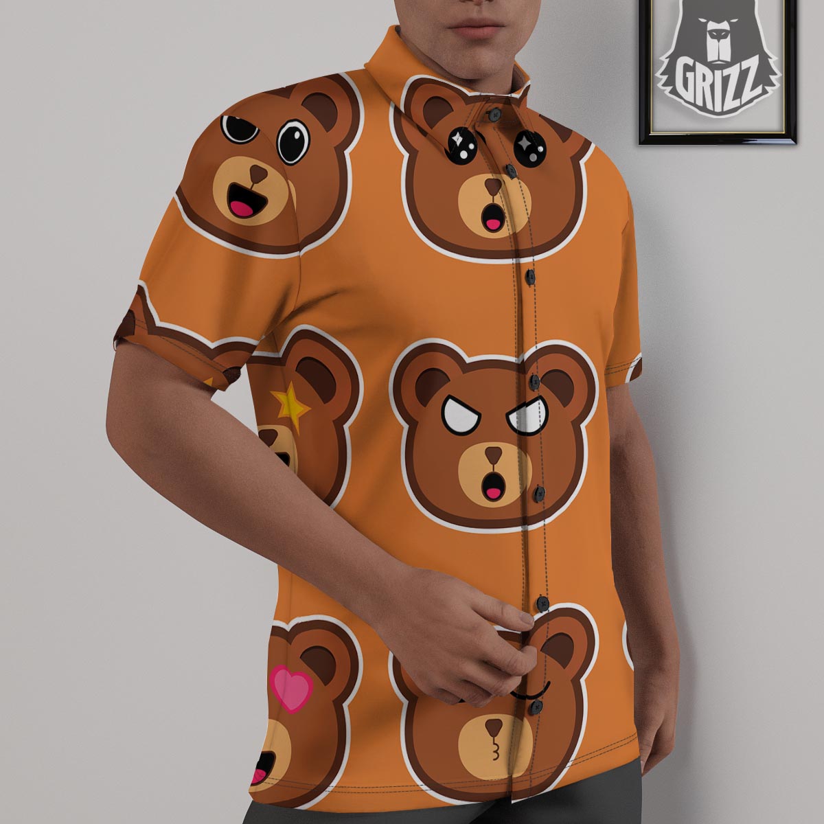 Emoji Teddy Bear Print Untucked Shirts-grizzshop