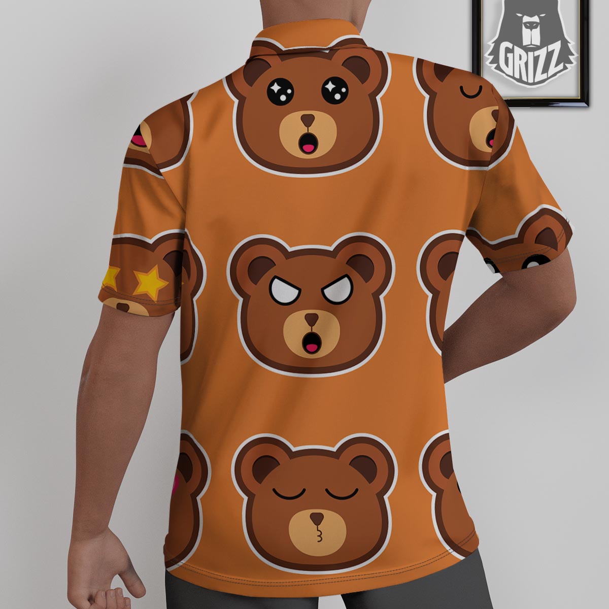 Emoji Teddy Bear Print Untucked Shirts-grizzshop