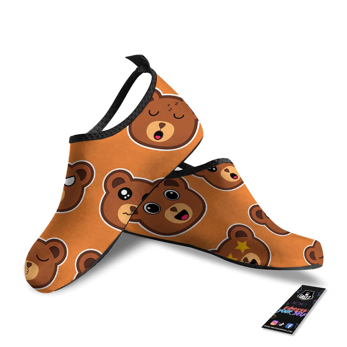 Emoji Teddy Bear Print Water Shoes-grizzshop