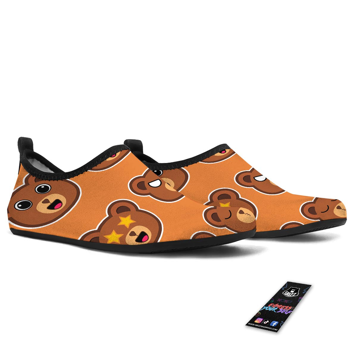 Emoji Teddy Bear Print Water Shoes-grizzshop