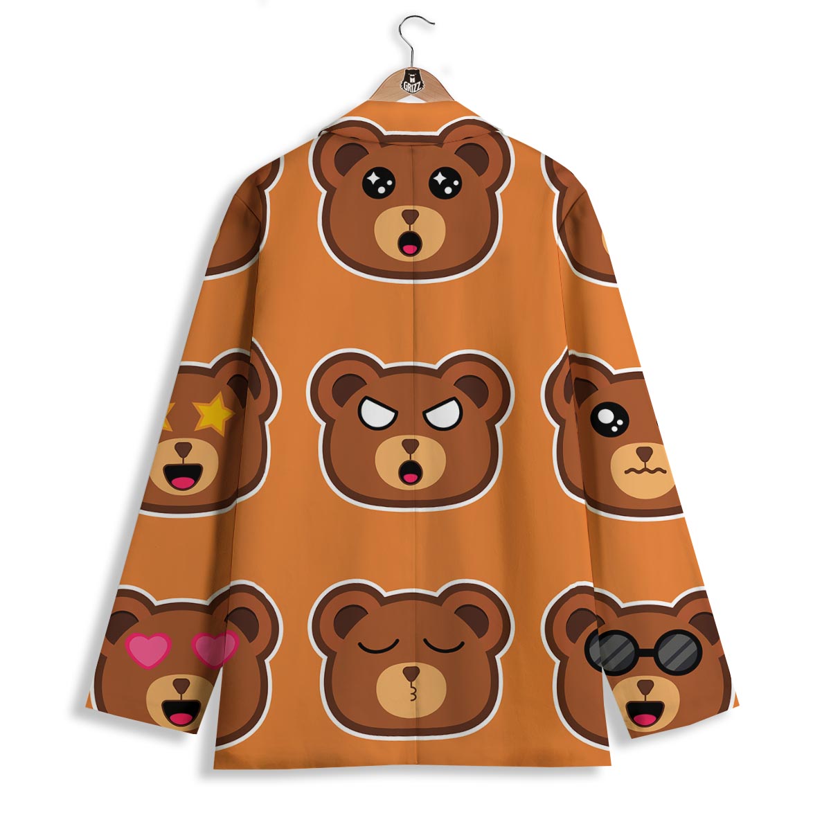 Emoji Teddy Bear Print Women's Blazer-grizzshop