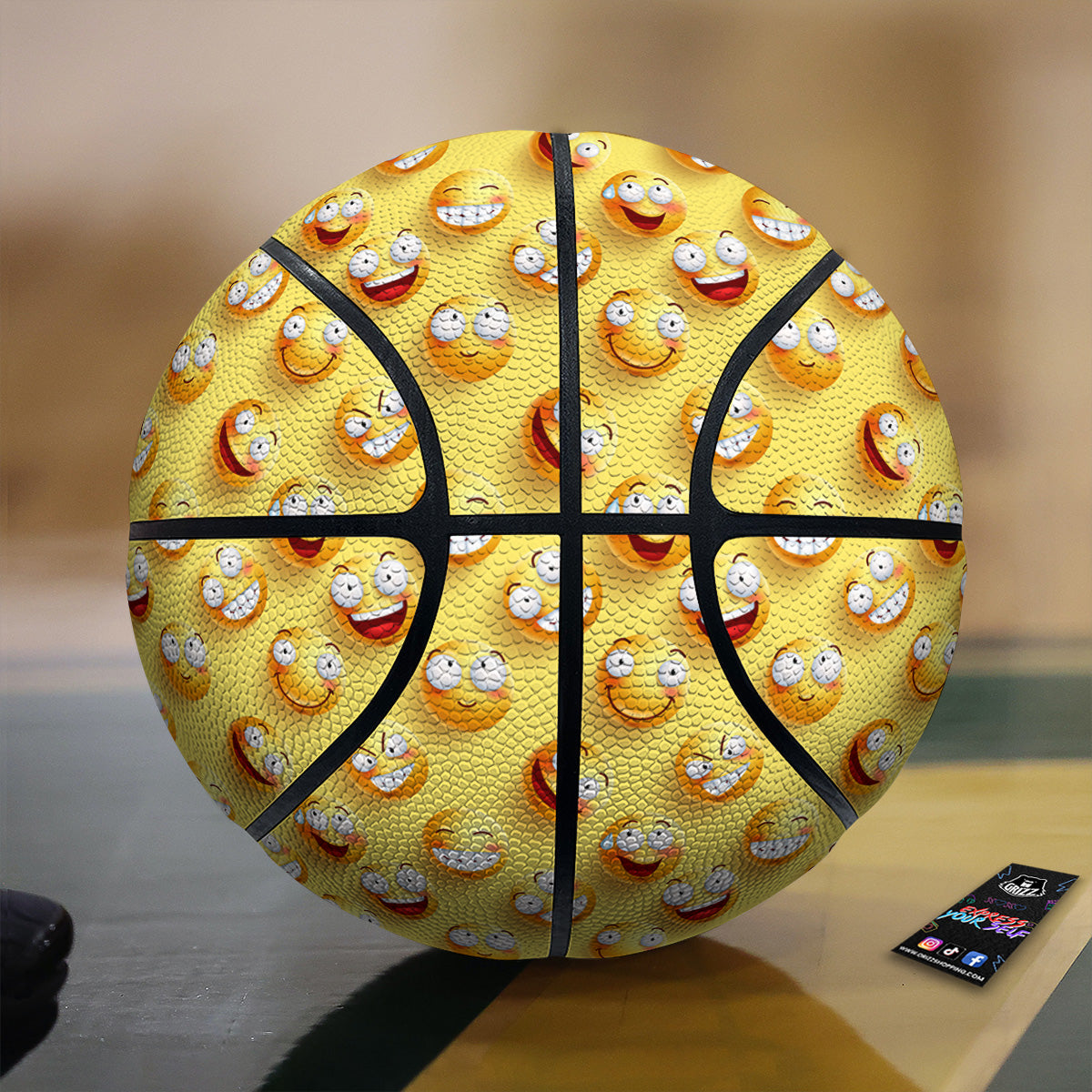 Emoji And Facial Expressions Print Pattern Basketball