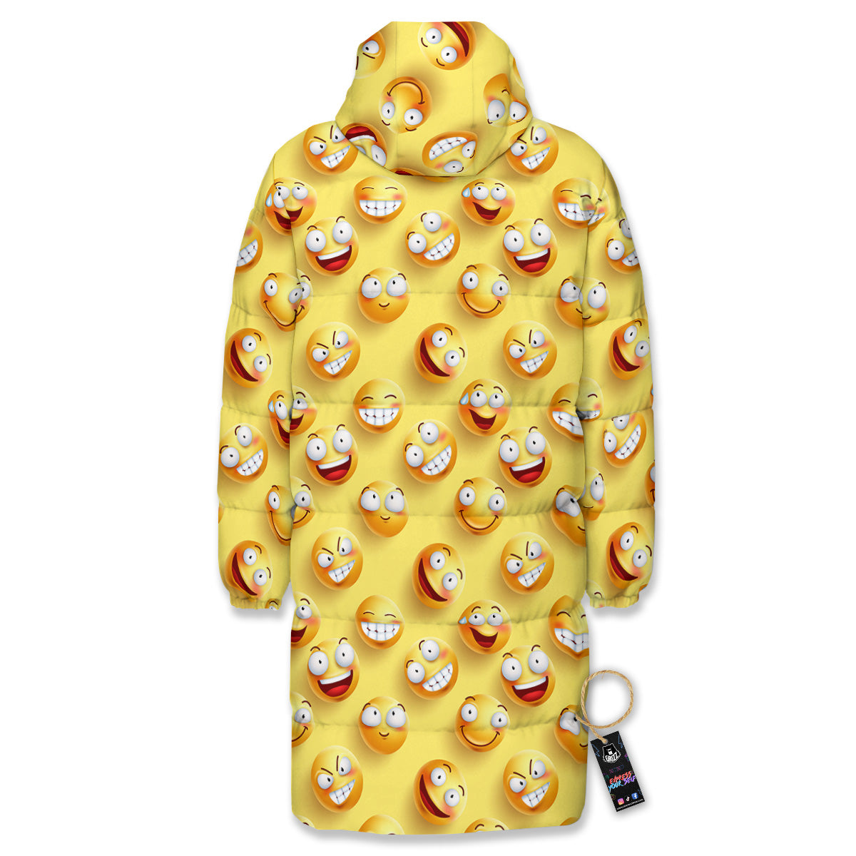 Emoji And Facial Expressions Print Pattern Long Down Jacket