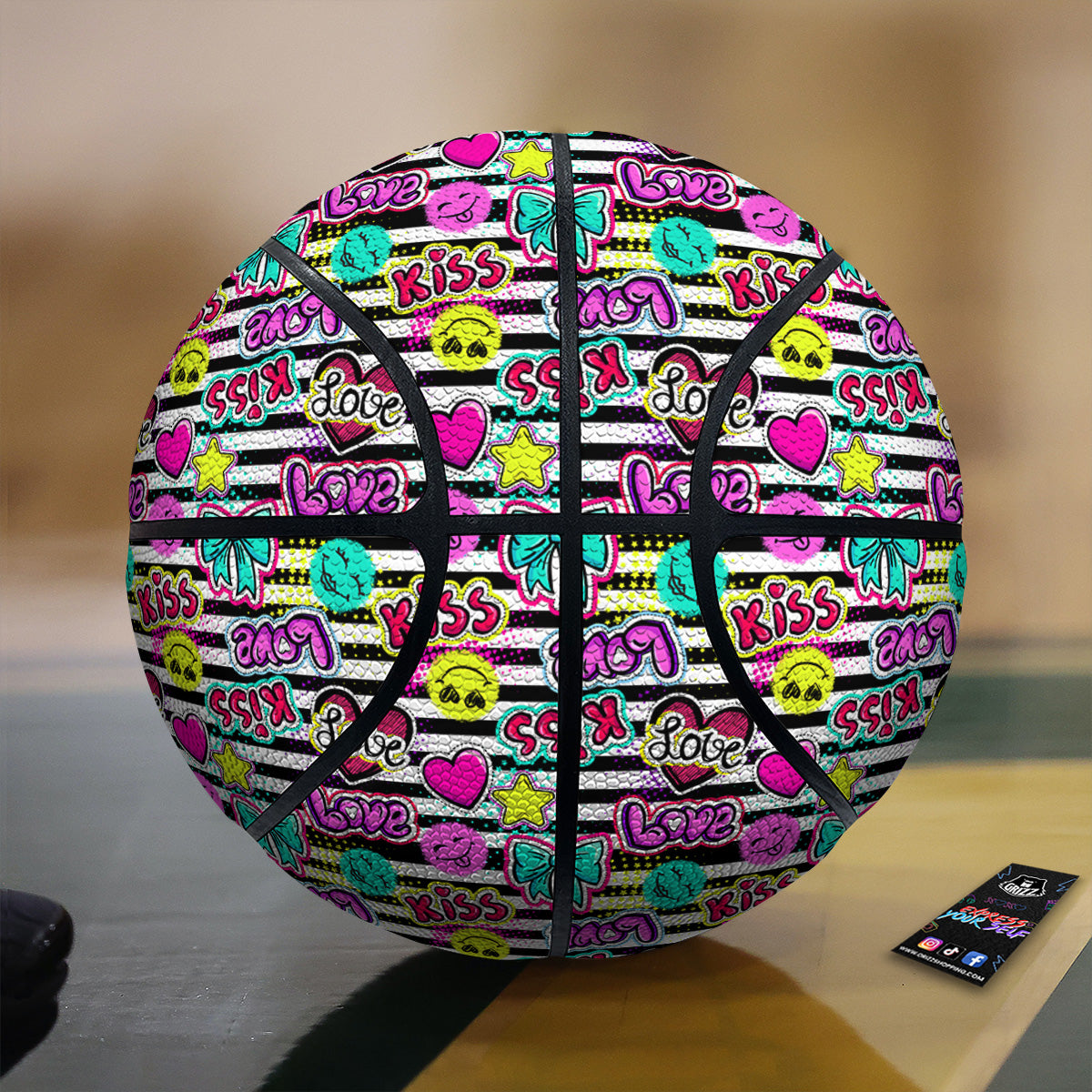 Emoji Comics Stripe Print Pattern Basketball