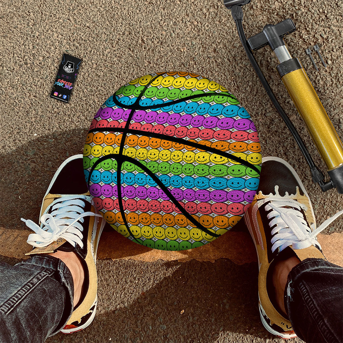Emoji Faces Colorful Print Pattern Basketball