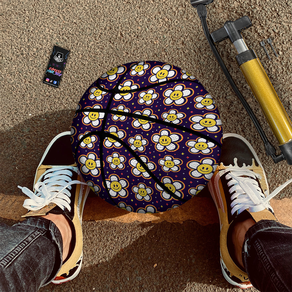 Emoji Flower Smile Print Pattern Basketball