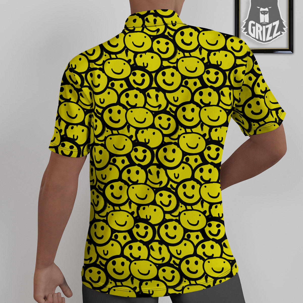 Emoji Graffiti Happy Print Pattern Untucked Shirts-grizzshop