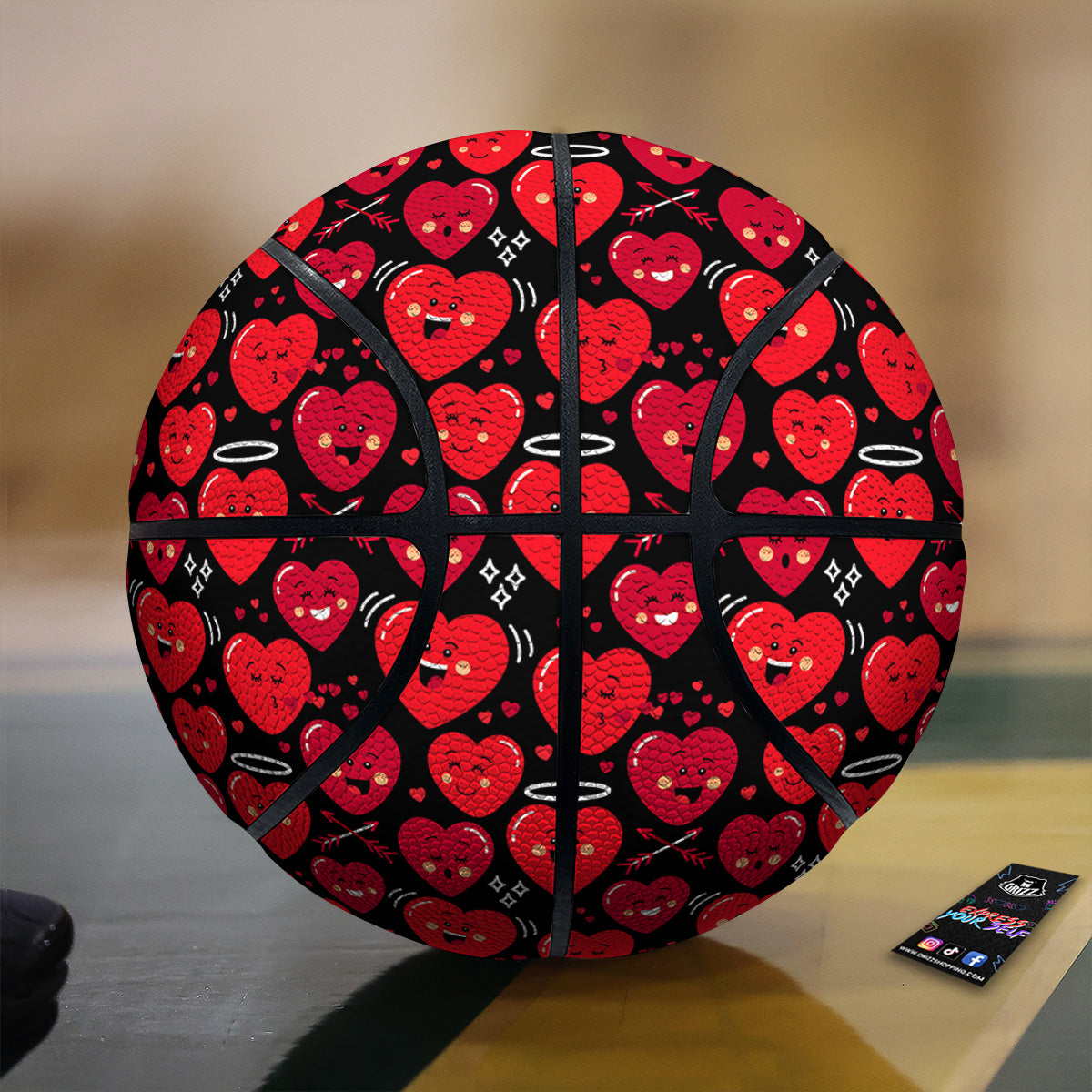 Emoji Hearts Print Pattern Basketball