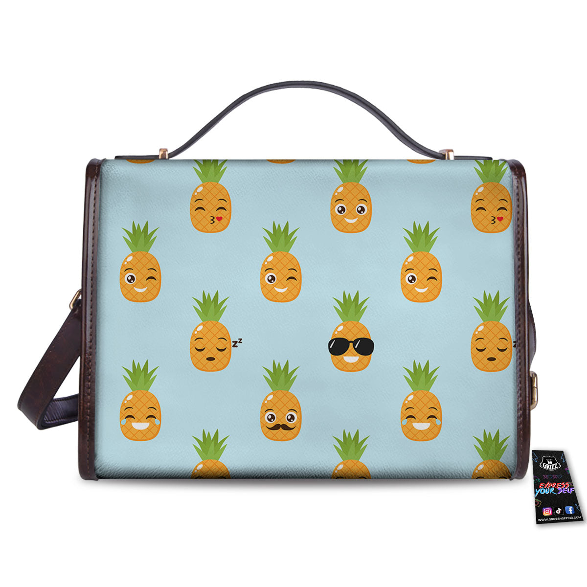 Emoji Pineapple Print Pattern Women's Satchel Bag