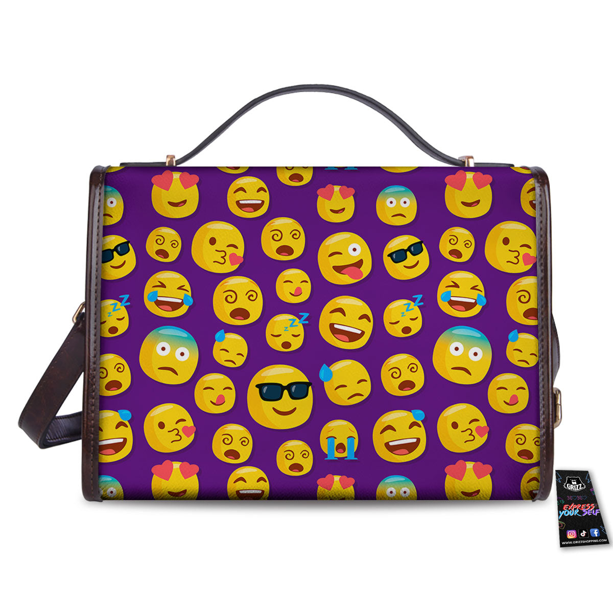 Emoji Purple Print Pattern Women's Satchel Bag