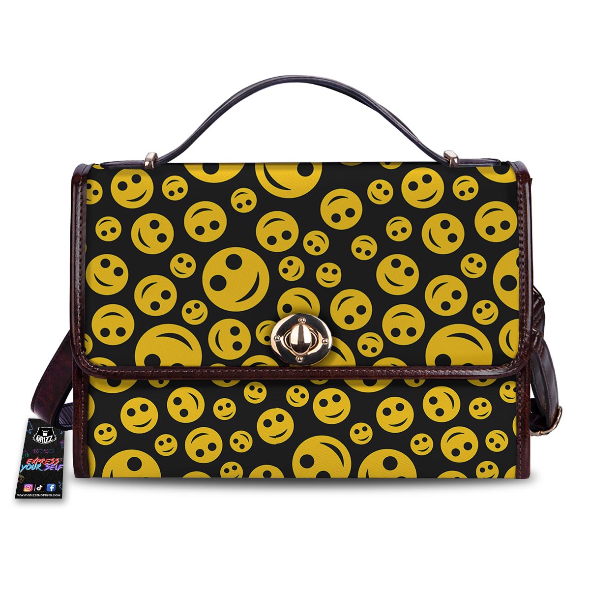 Emoji Smiley Faces Print Pattern Women's Satchel Bag