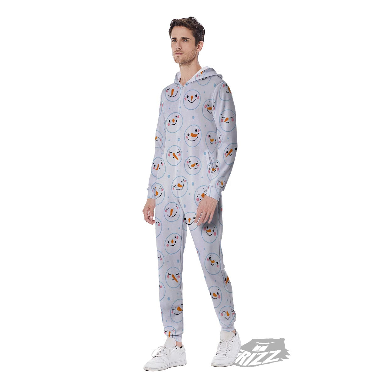 Emoji Snowman Print Pattern Men's Jumpsuit-grizzshop