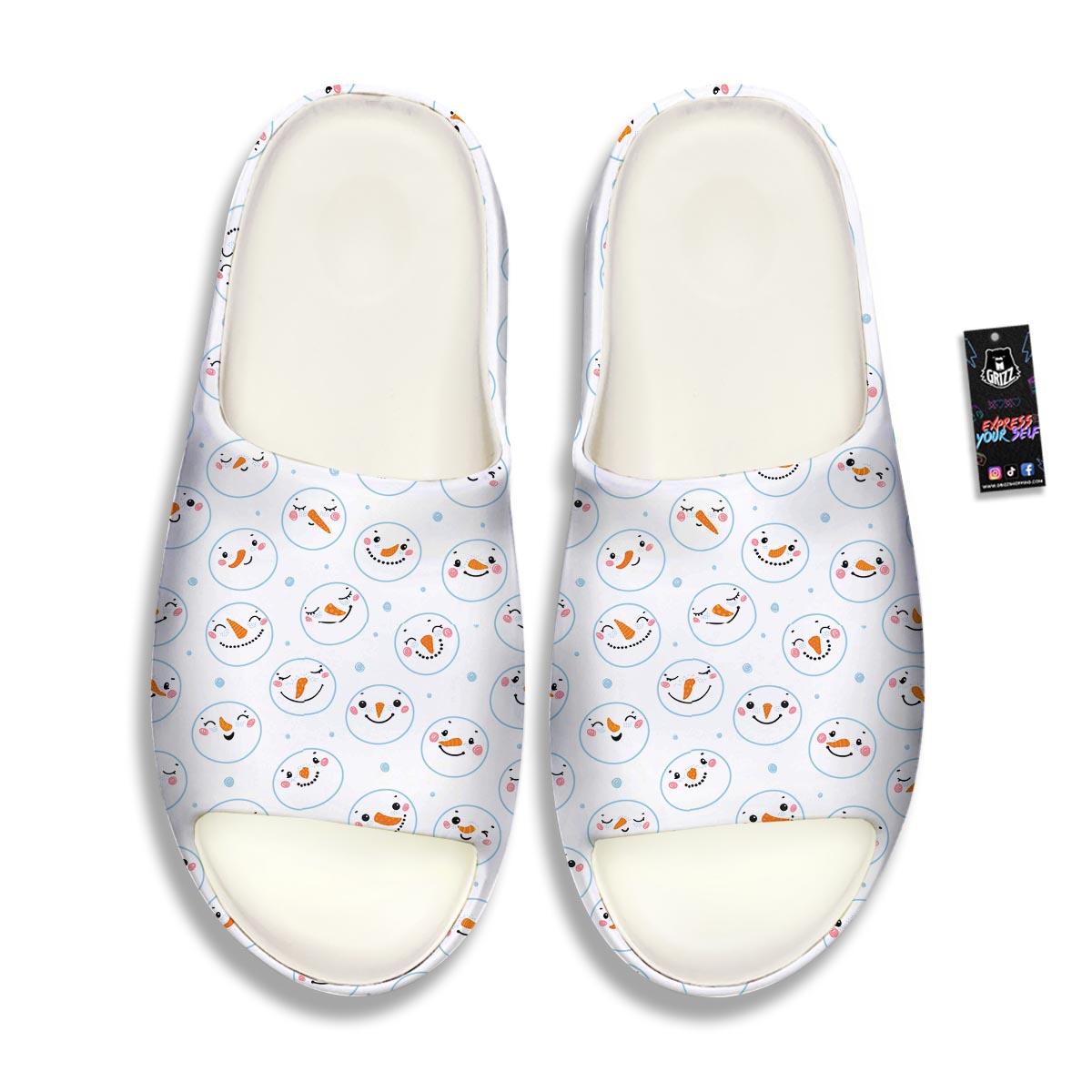 Emoji Snowman Print Pattern Sandals-grizzshop