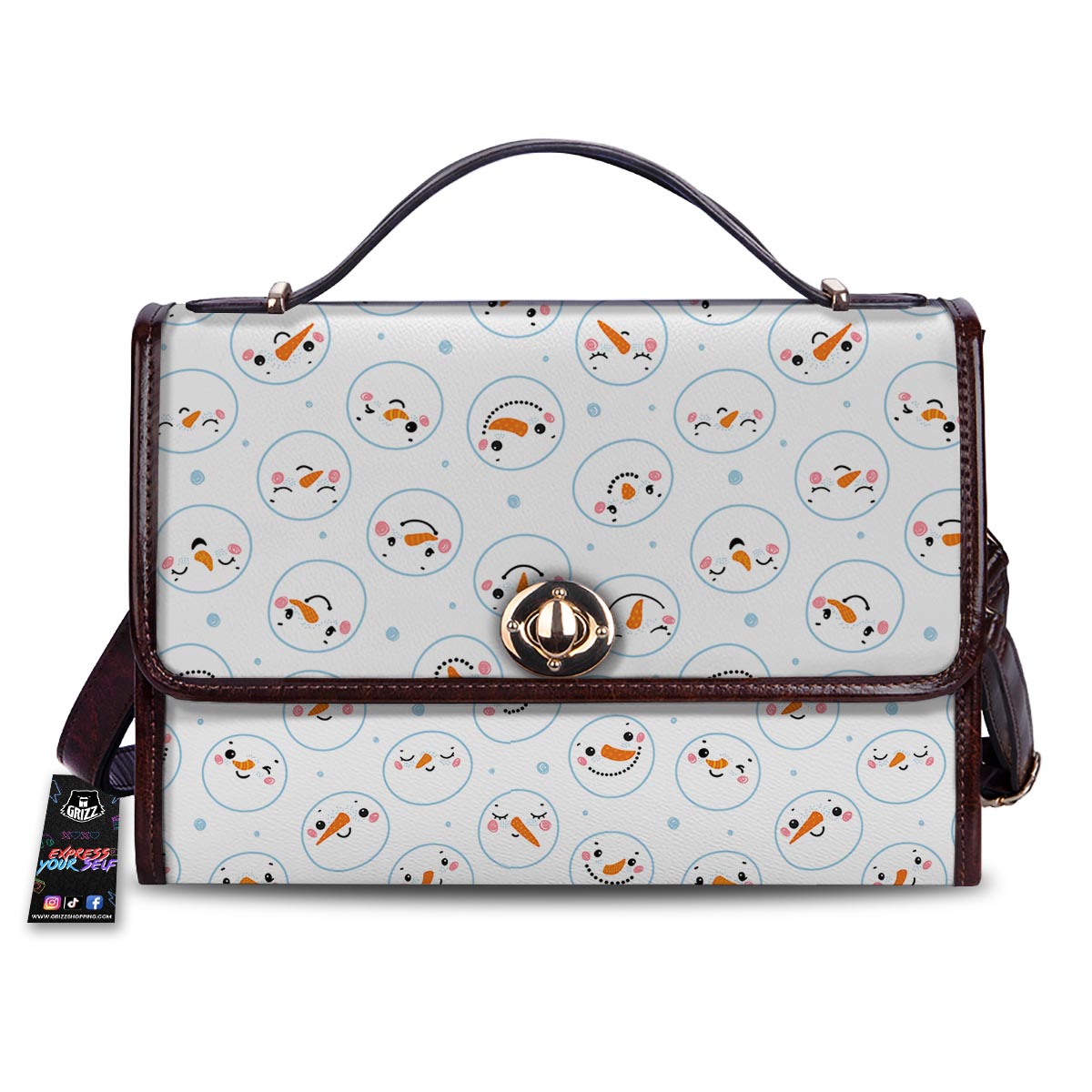 Emoji Snowman Print Pattern Women's Satchel Bag