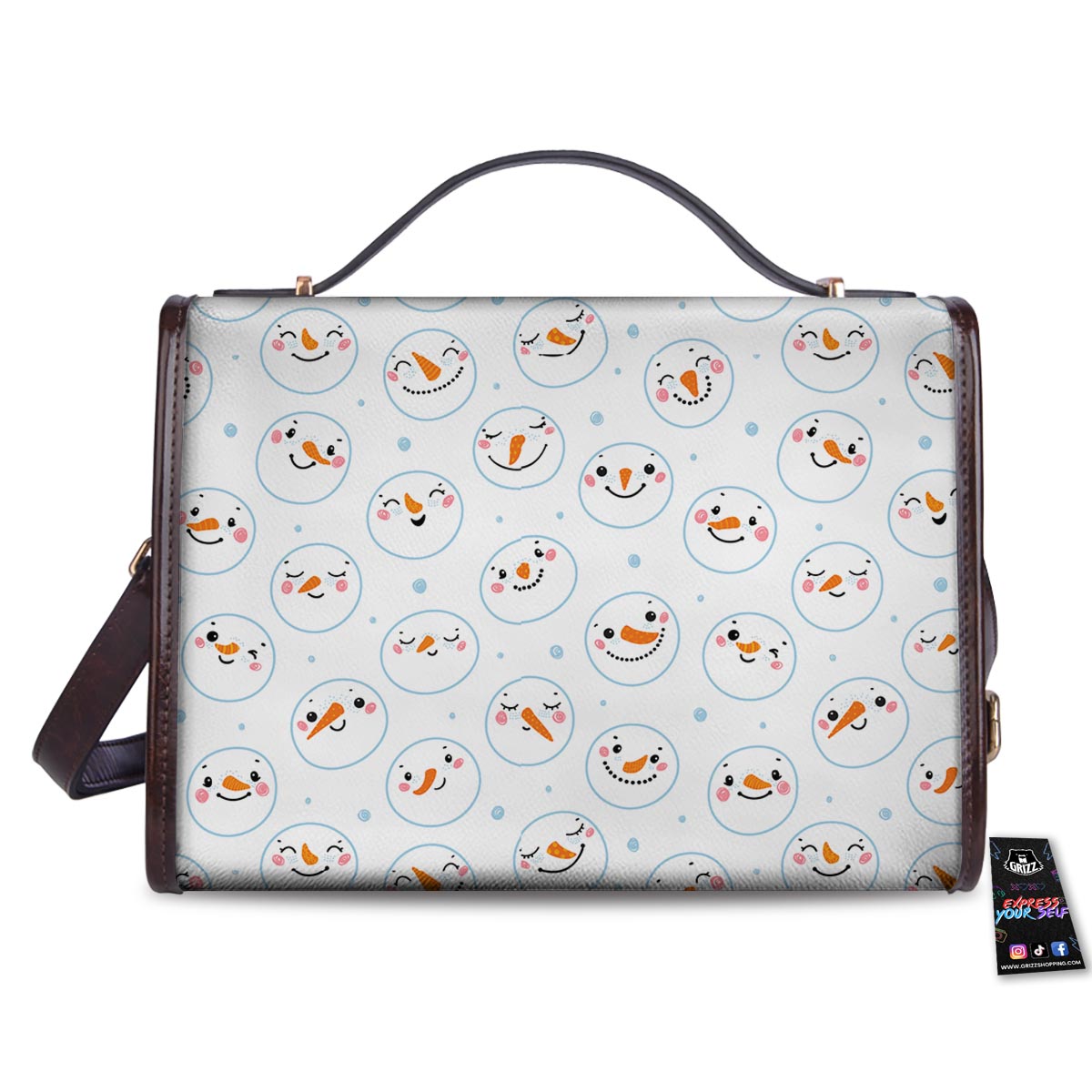 Emoji Snowman Print Pattern Women's Satchel Bag