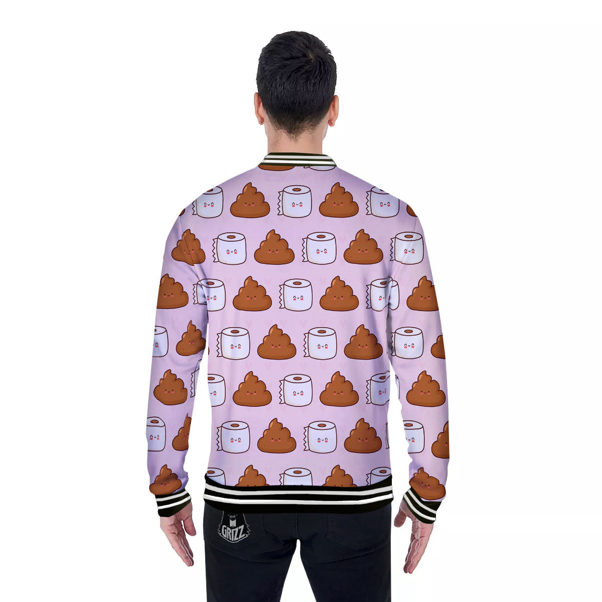Emoticons Poop Print Pattern Baseball Jacket-grizzshop