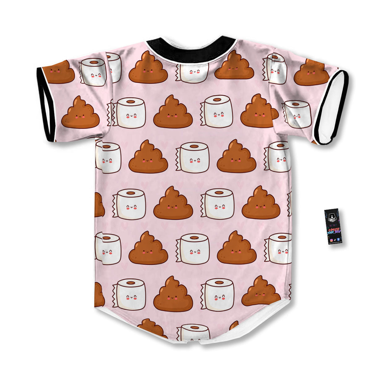 Emoticons Poop Print Pattern Baseball Jersey-grizzshop
