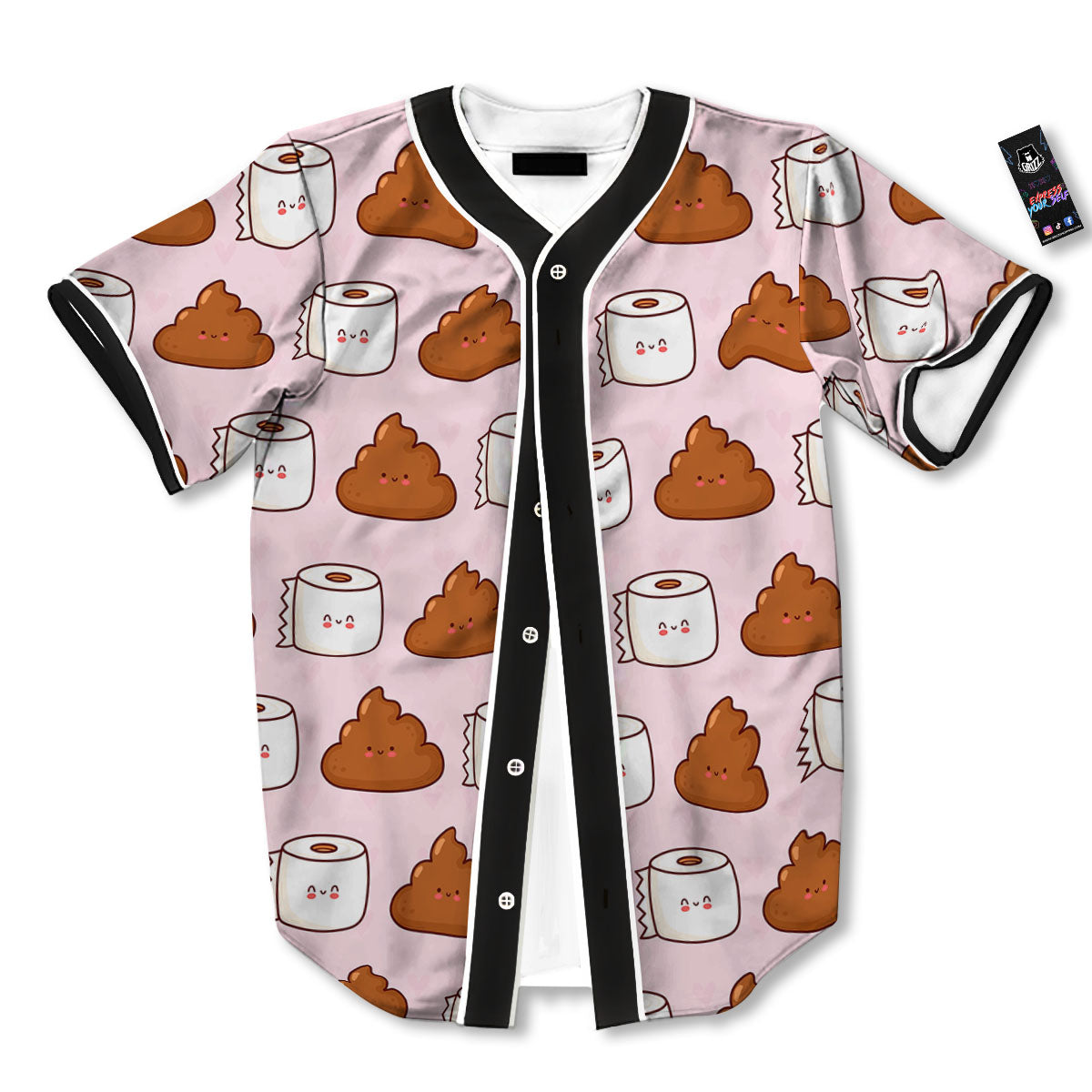 Emoticons Poop Print Pattern Baseball Jersey-grizzshop