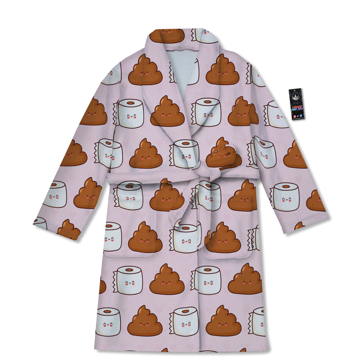 Emoticons Poop Print Pattern Bathrobe-grizzshop