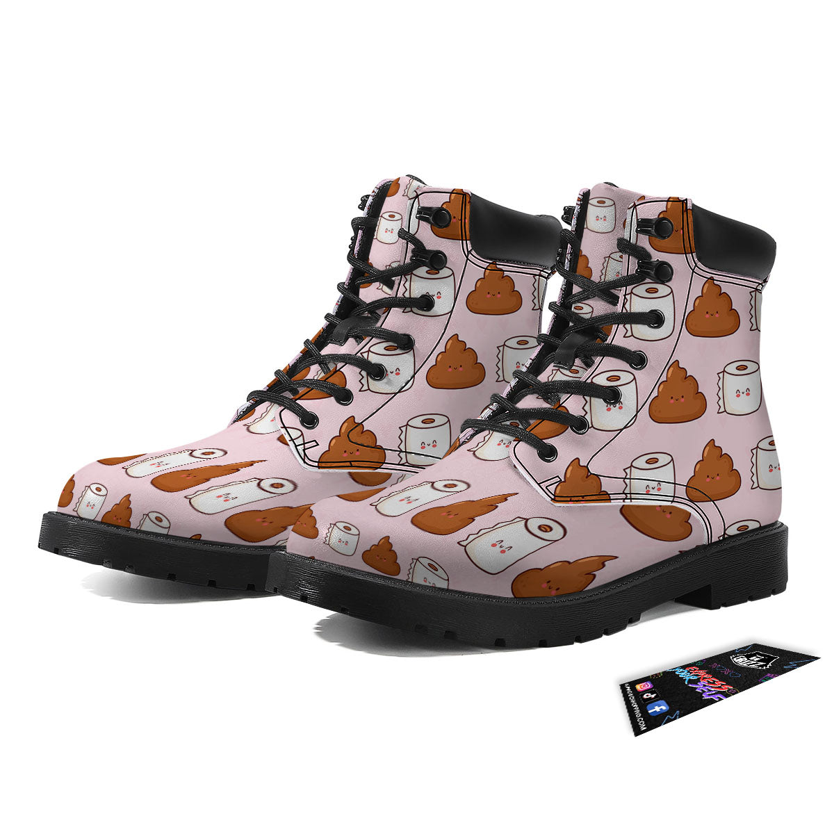 Emoticons Poop Print Pattern Boots-grizzshop