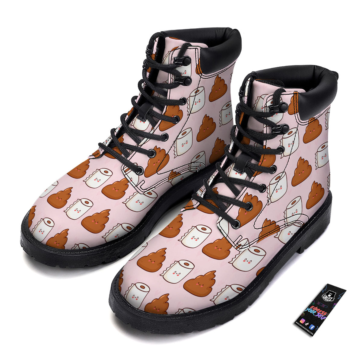 Emoticons Poop Print Pattern Boots-grizzshop