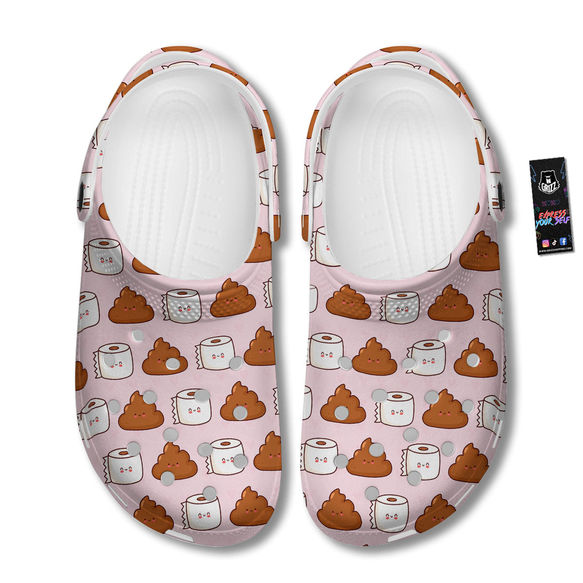 Emoticons Poop Print Pattern Clog-grizzshop