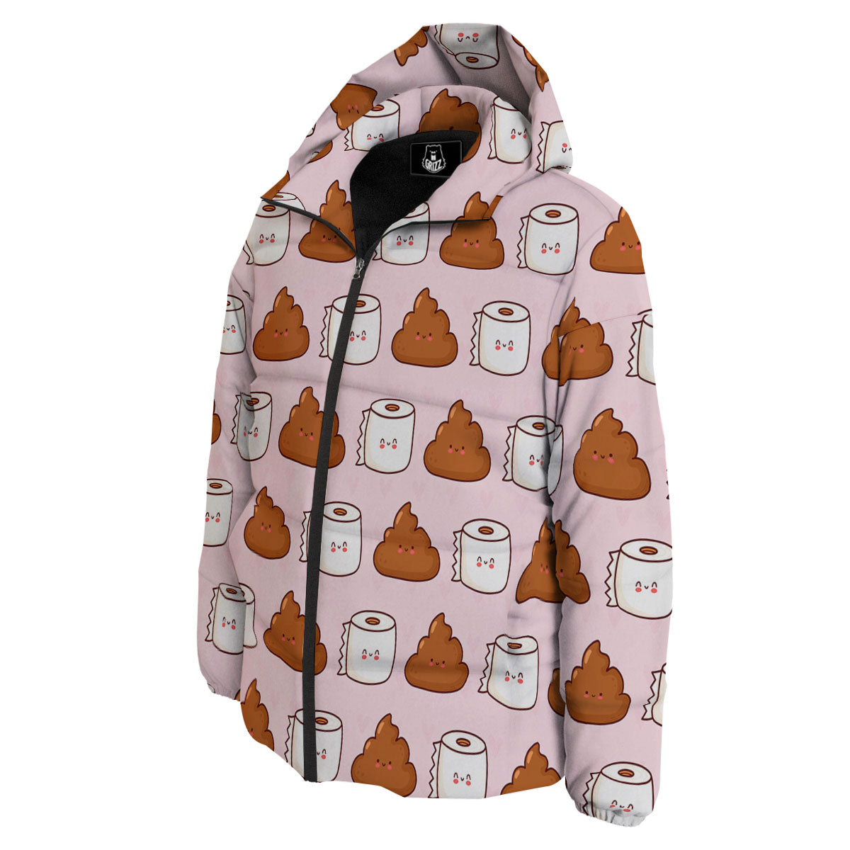 Emoticons Poop Print Pattern Down Jacket-grizzshop