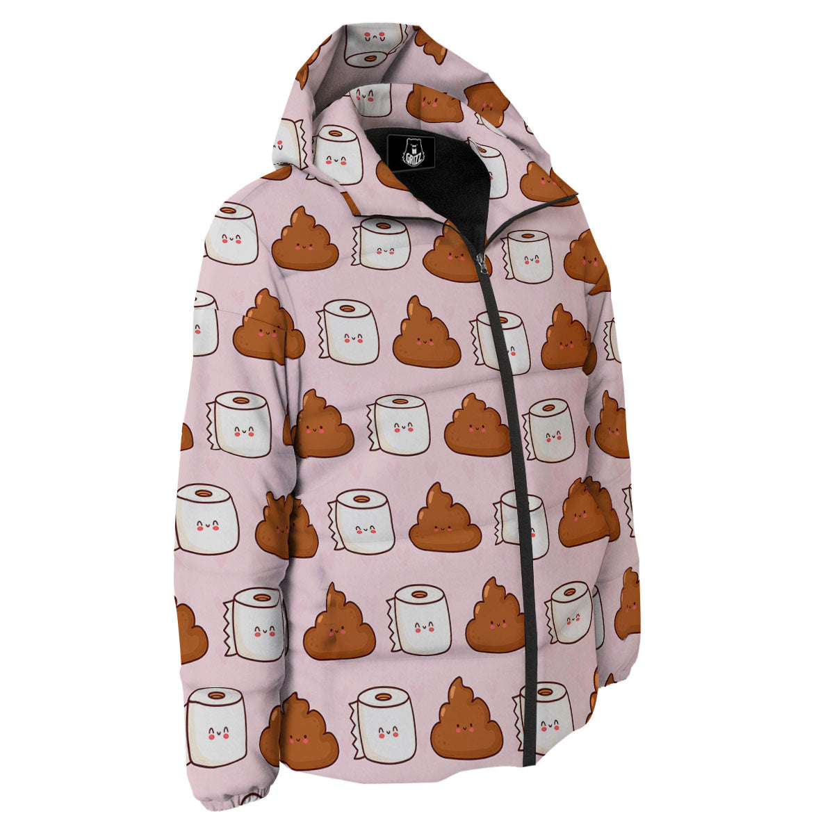 Emoticons Poop Print Pattern Down Jacket-grizzshop