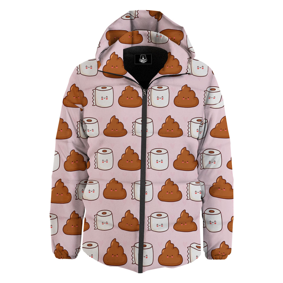 Emoticons Poop Print Pattern Down Jacket-grizzshop