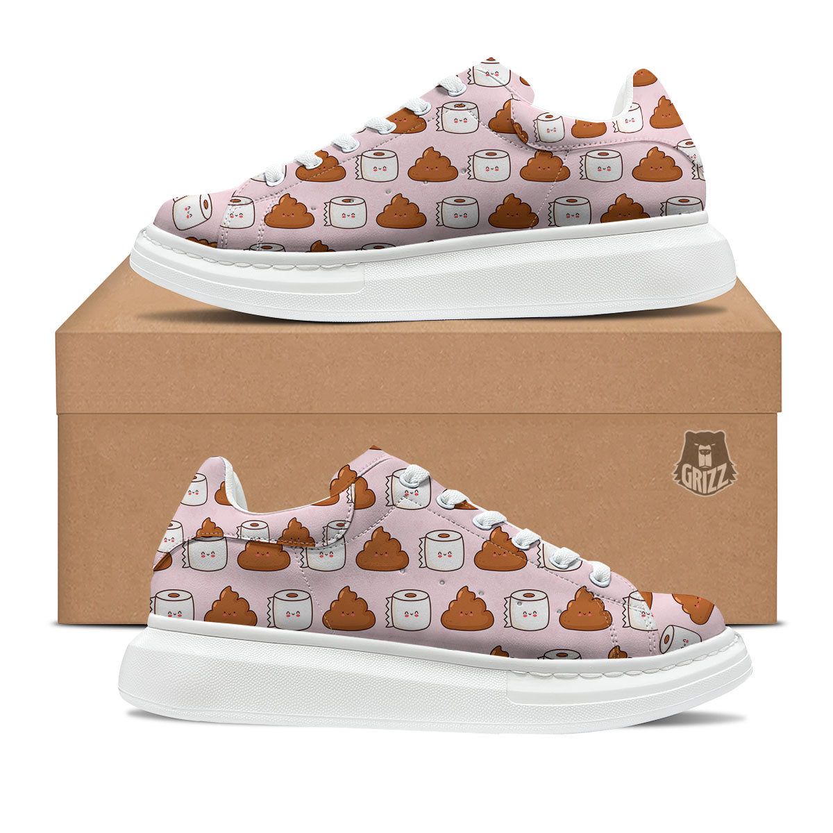 Emoticons Poop Print Pattern Platform Shoes-grizzshop