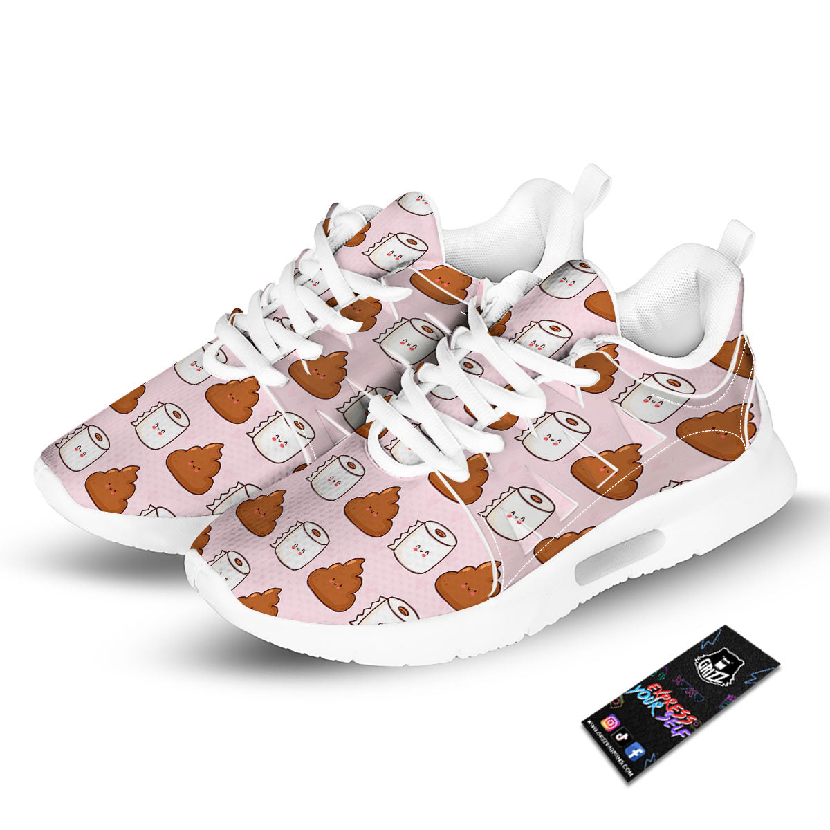 Emoticons Poop Print Pattern Tennis Shoes-grizzshop