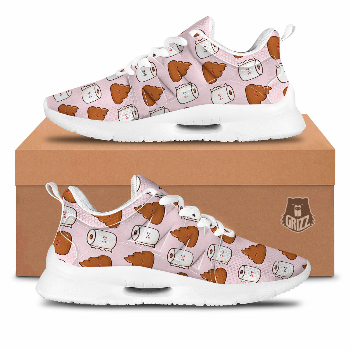 Emoticons Poop Print Pattern Tennis Shoes-grizzshop