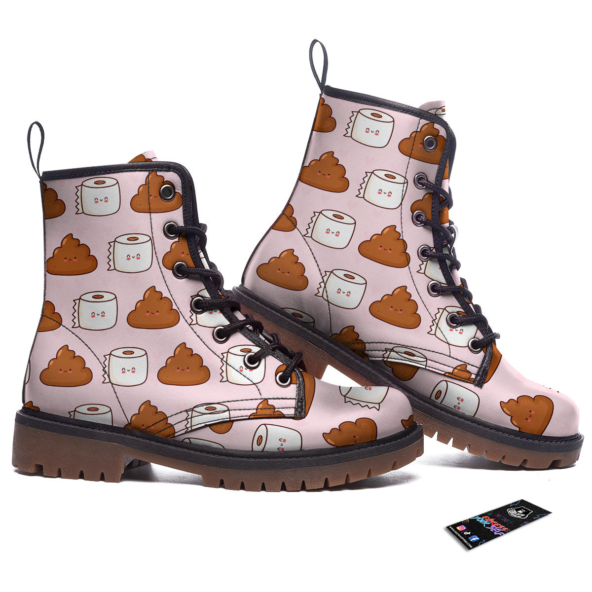Emoticons Poop Print Pattern Work Boots-grizzshop