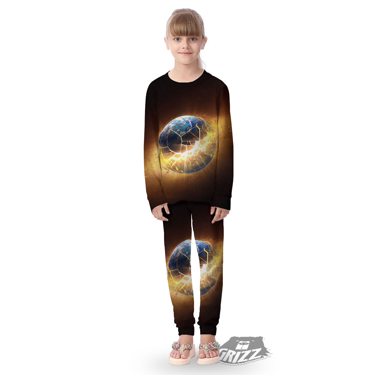 End Of The Earth Print Kid's Pajamas-grizzshop