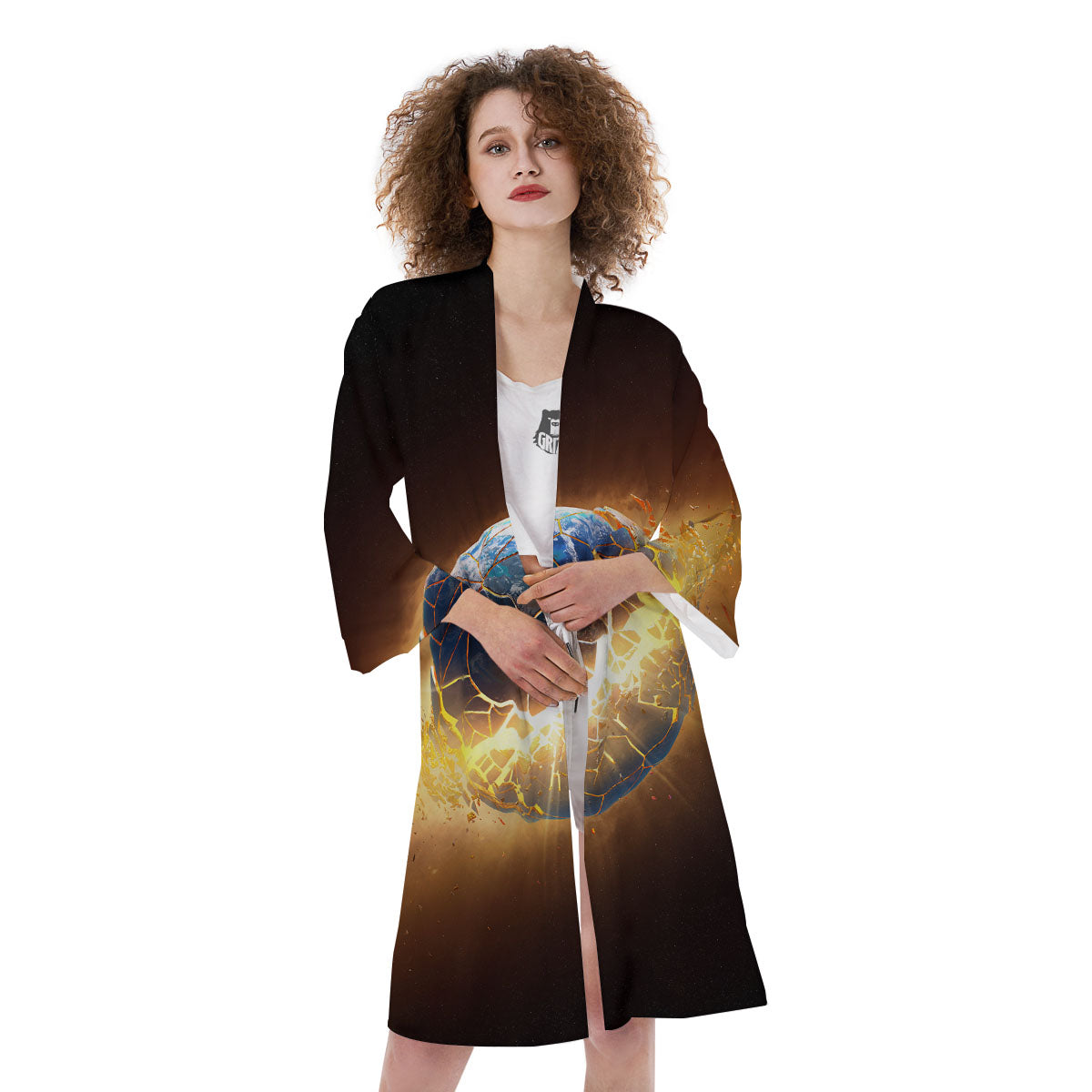 End Of The Earth Print Kimono-grizzshop