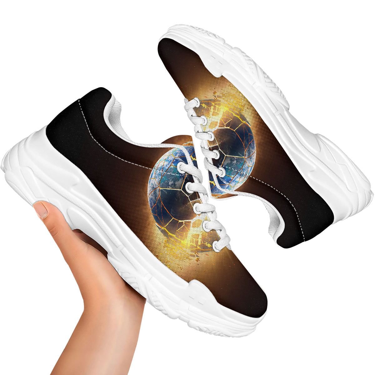 End Of The Earth Print White Chunky Shoes-grizzshop